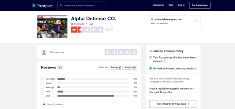 Alpha defense co Trustpilot review